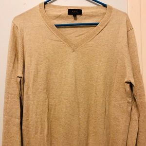 APC V-Neck Cotton Sweatshirt - Size S (Beige)